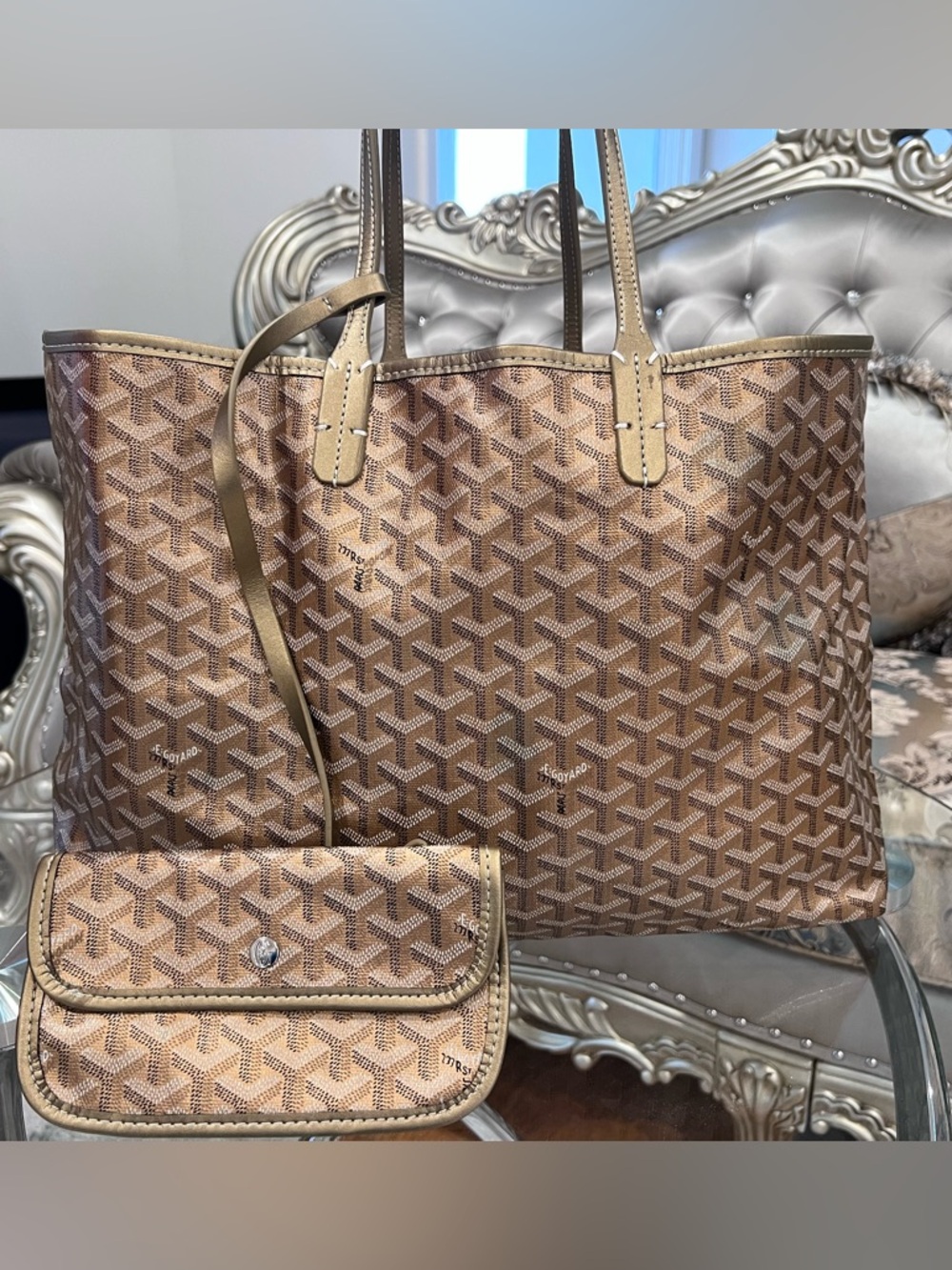 GOYARD Saint Louis PM tote bag in metallic rose gold